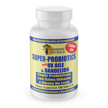 Super Probiotics, Ox Bile, and Dandelion 100 Tablets Sunshinenaturals