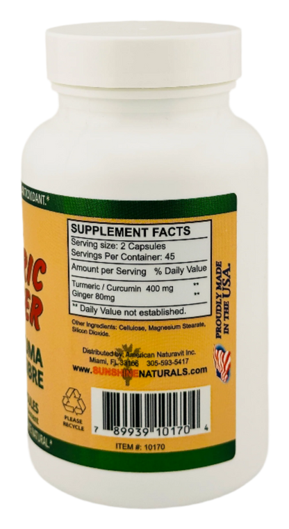 Turmeric Curcuma plus Ginger 90 Capsules